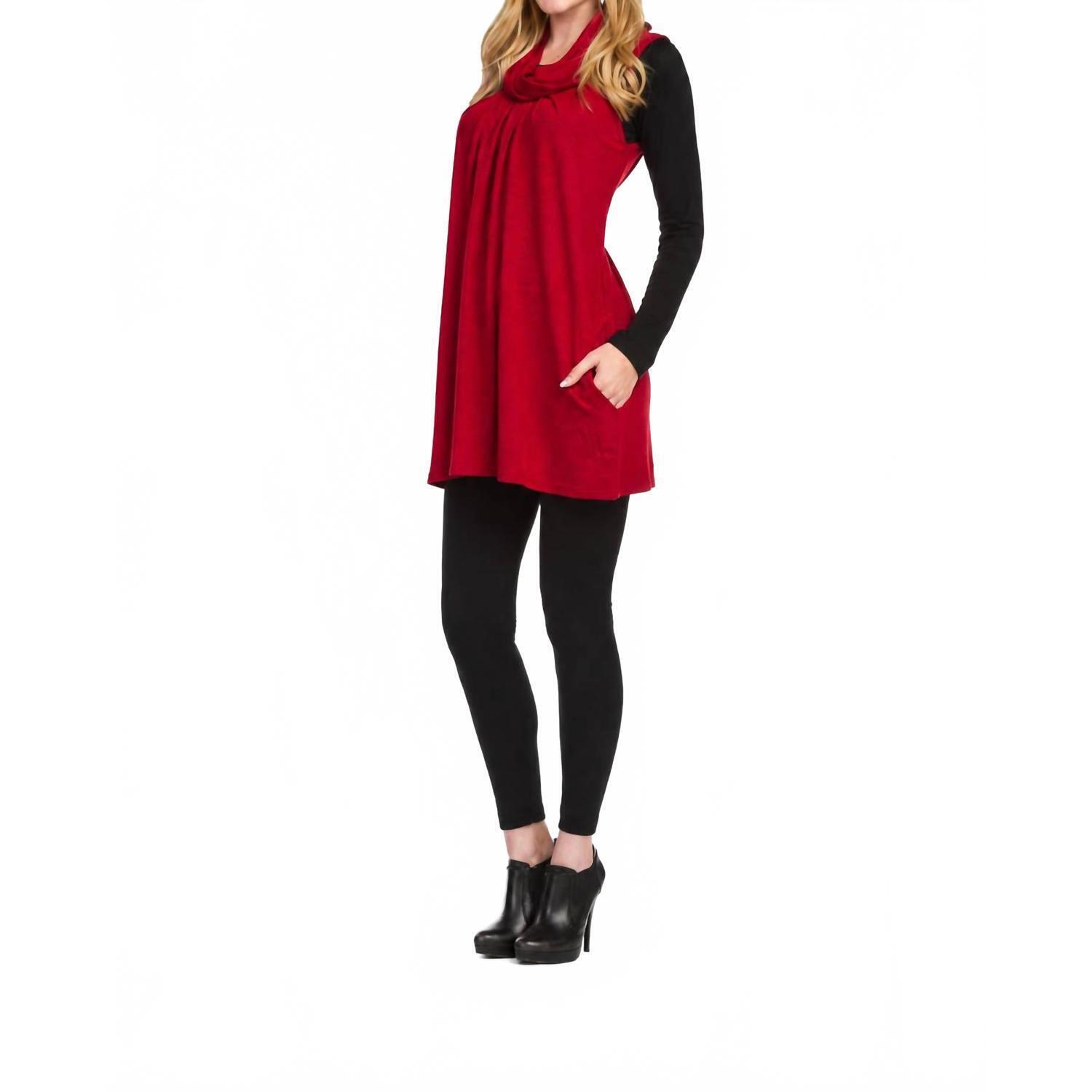 New Papillon Cowl Neck Pleat Front Solid Float Dress In Aubergine